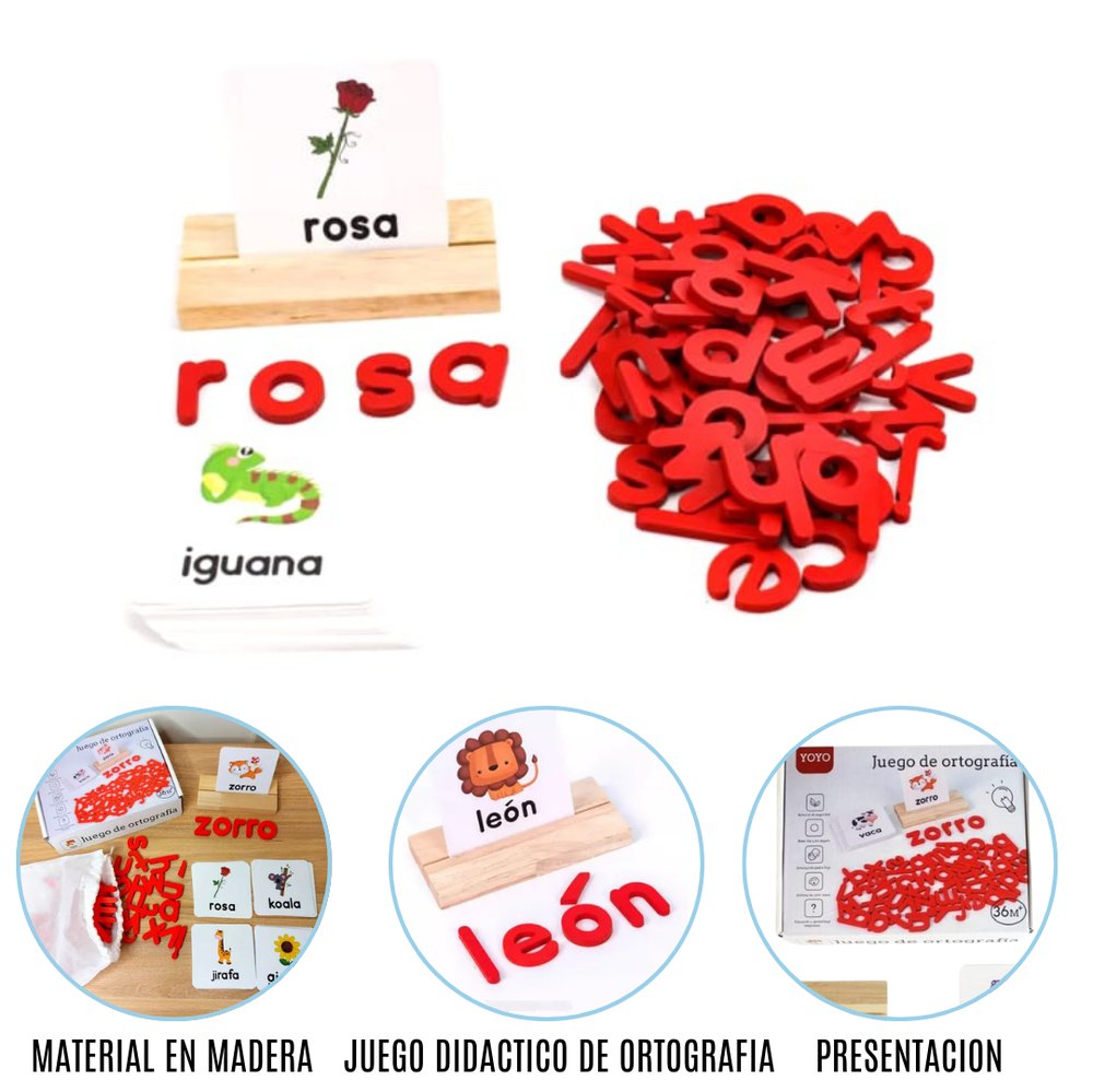 Juego didáctico de ortografía de madera