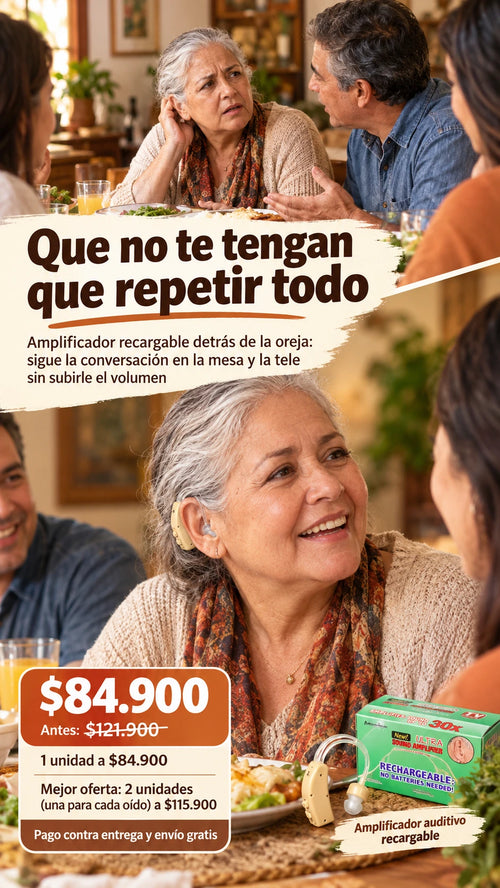 Amplificador auditivo recargable